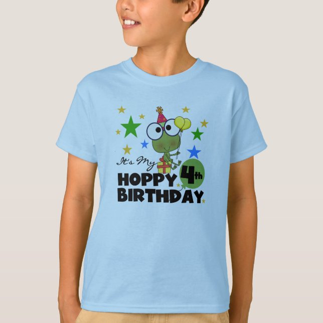 T-shirts et cadeaux 4th Birthday Frog Hoppy (Devant)