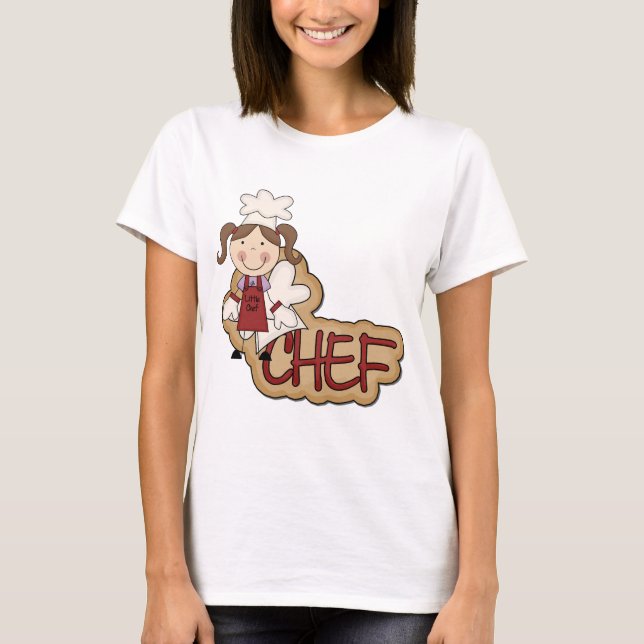 T-shirts et cadeaux blancs de chef de fille (Devant)