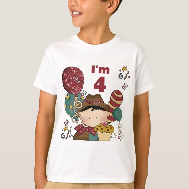 T-shirts et cadeaux Cowboy 4e anniversaire (Devant)