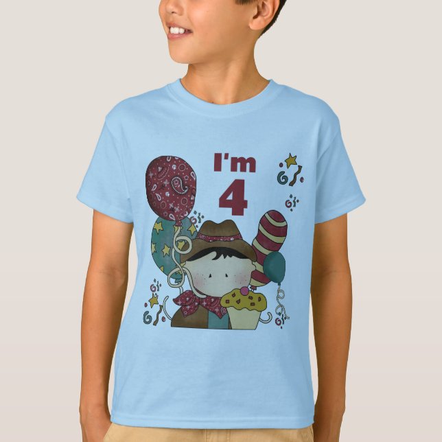 T-shirts et cadeaux Cowboy 4e anniversaire (Devant)