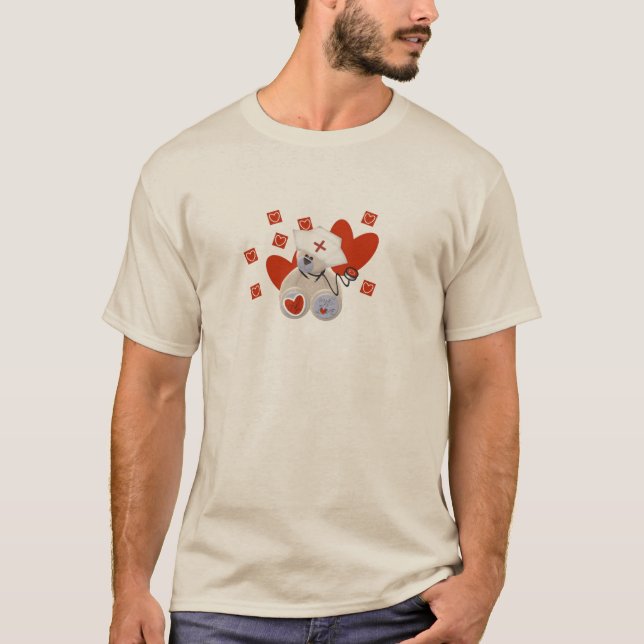 T-shirts et cadeaux d'amour d'infirmière d'ours de (Devant)
