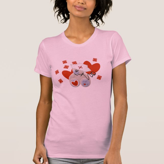 T-shirts et cadeaux d'amour d'infirmière d'ours de (Devant)