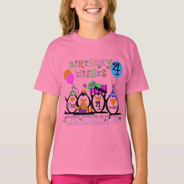 T-shirts et cadeaux de 4ème anniversaire de Pengui (Devant)