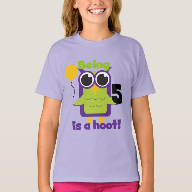 T-shirts et cadeaux de 5 ans de Hoot Owl (Devant)