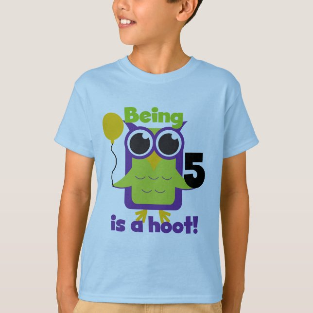 T-shirts et cadeaux de 5 ans de Hoot Owl (Devant)