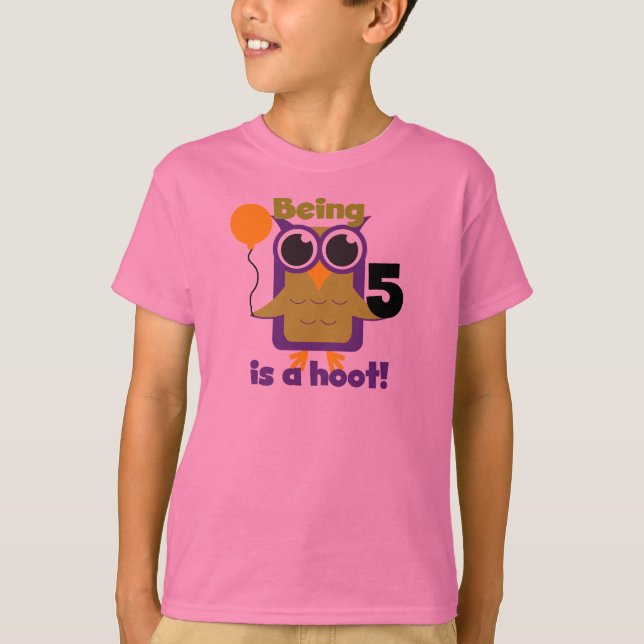 T-shirts et cadeaux de 5 ans de Hoot Owl (Devant)