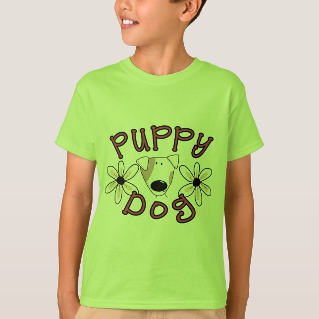 T-shirts et cadeaux de chiot de fleurs (Devant)