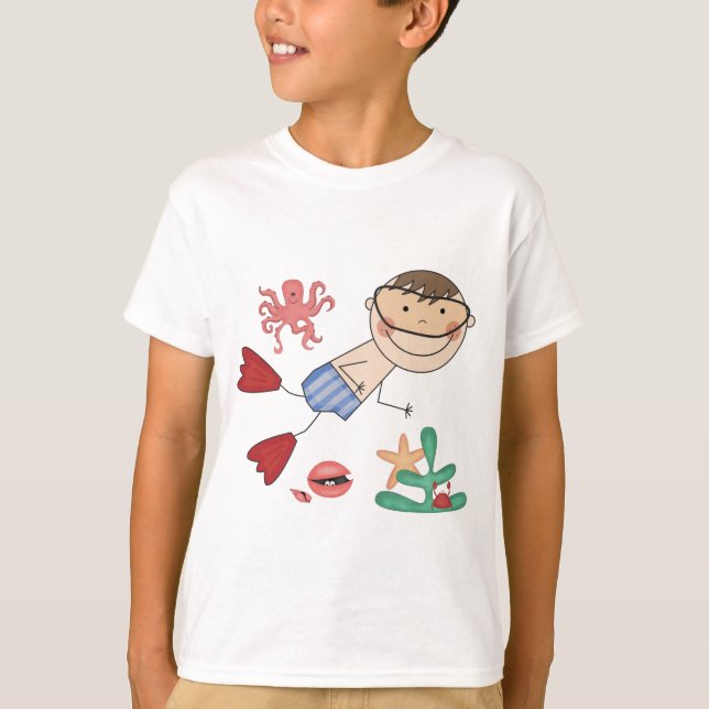 T-shirts et cadeaux de natation pour garçon (Devant)