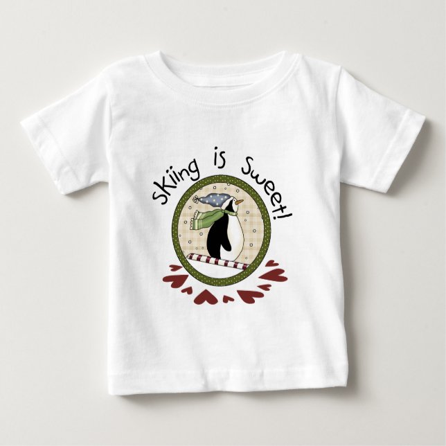 T-shirts et cadeaux de vacances Skiing Penguin (Devant)