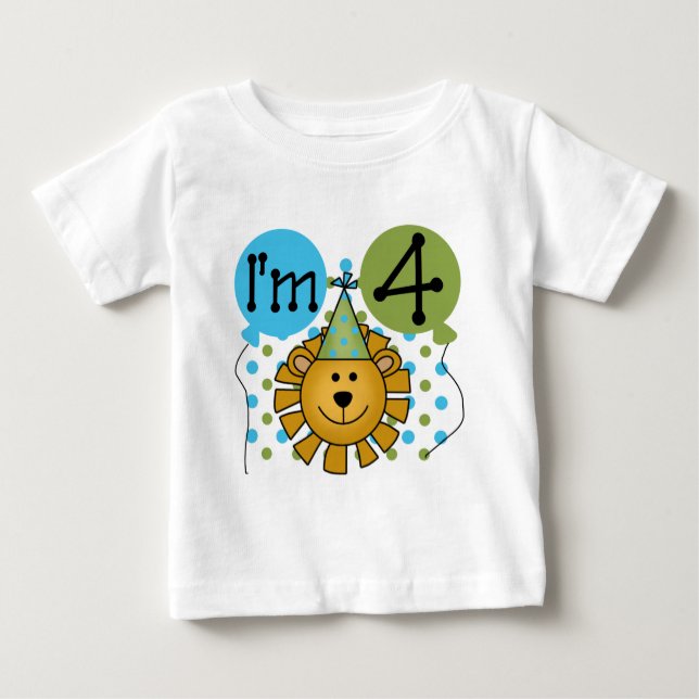 T-shirts et cadeaux Lion 4th Birthday (Devant)