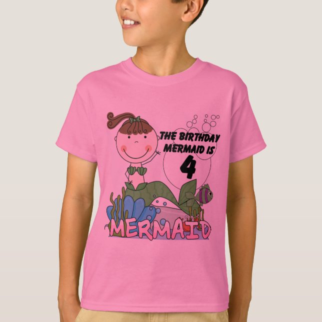 T-shirts et cadeaux Mermaid 4th Birthday (Devant)
