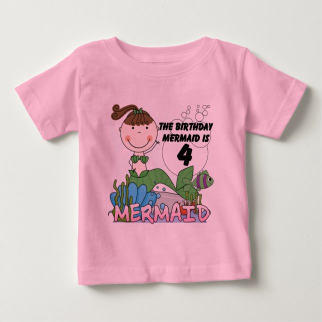 T-shirts et cadeaux Mermaid 4th Birthday (Devant)