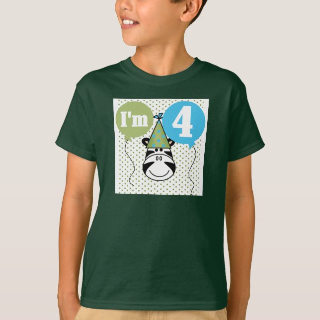 T-shirts et cadeaux Zebra 4e anniversaire (Devant)