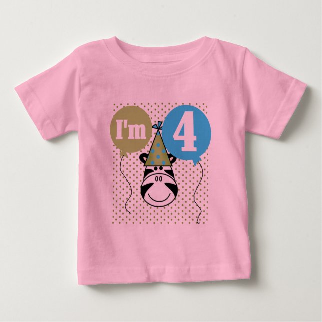 T-shirts et cadeaux Zebra 4e anniversaire (Devant)