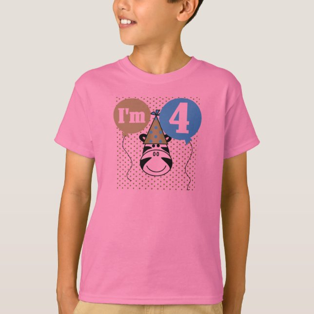 T-shirts et cadeaux Zebra 4e anniversaire (Devant)