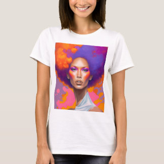 T-shirts féminins Afro Christy Color Splash Art