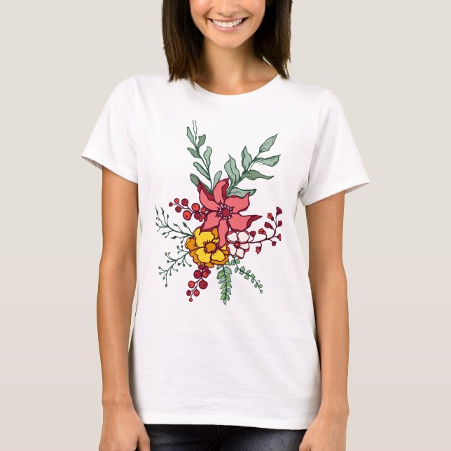T-shirts féminins floraux abordables (Devant)