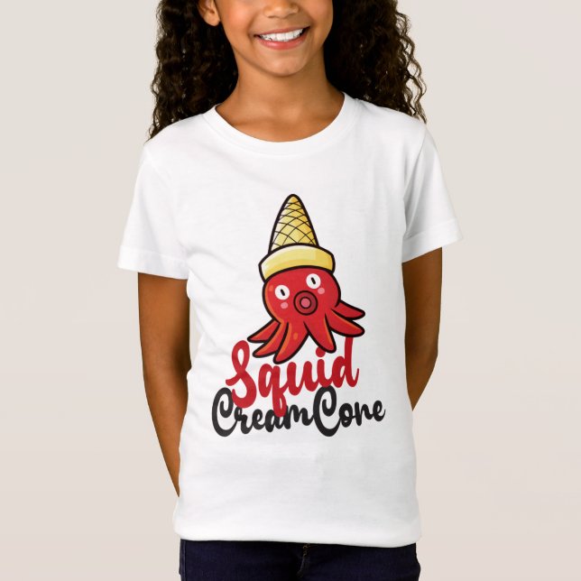T-Shirts Filles De Crème De Calmar Drôle (Devant)