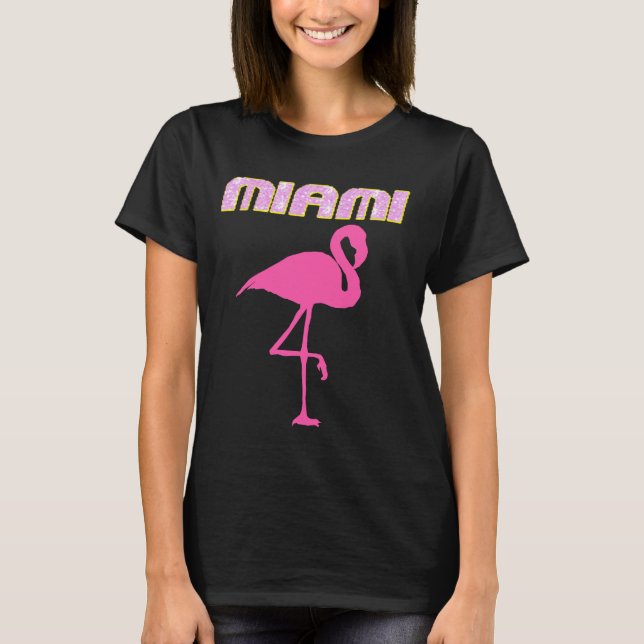 T-shirts flamands roses Sparkly MIAMI Florida (Devant)