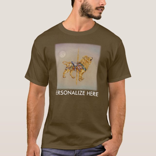 T-shirts foncés pour hommes - Carousel Lion SQ (Devant)