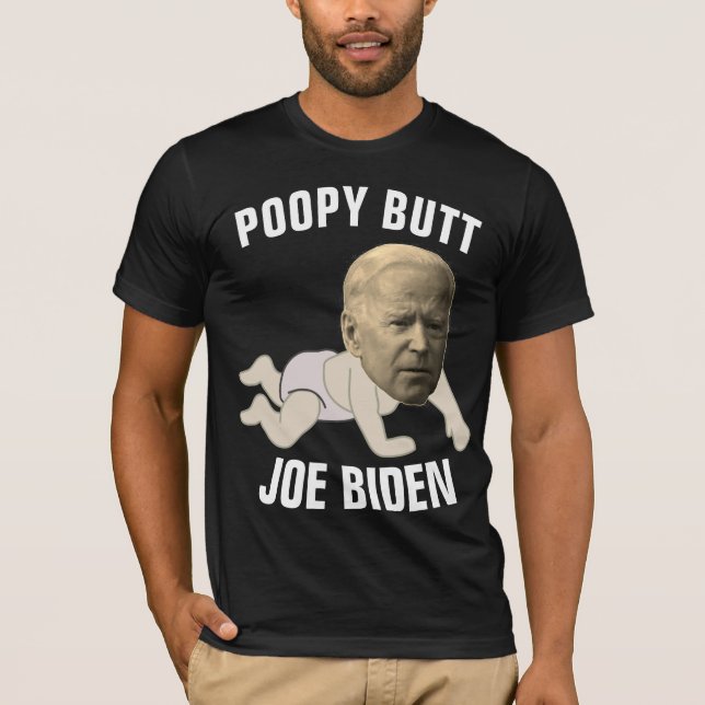 T-shirts fun JOE BIDEN POPPY BUTT sombre (Devant)
