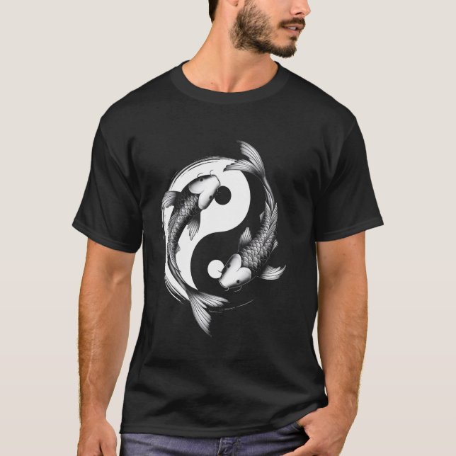 T-shirts graphiques à motif de poisson Koï Yang (Devant)