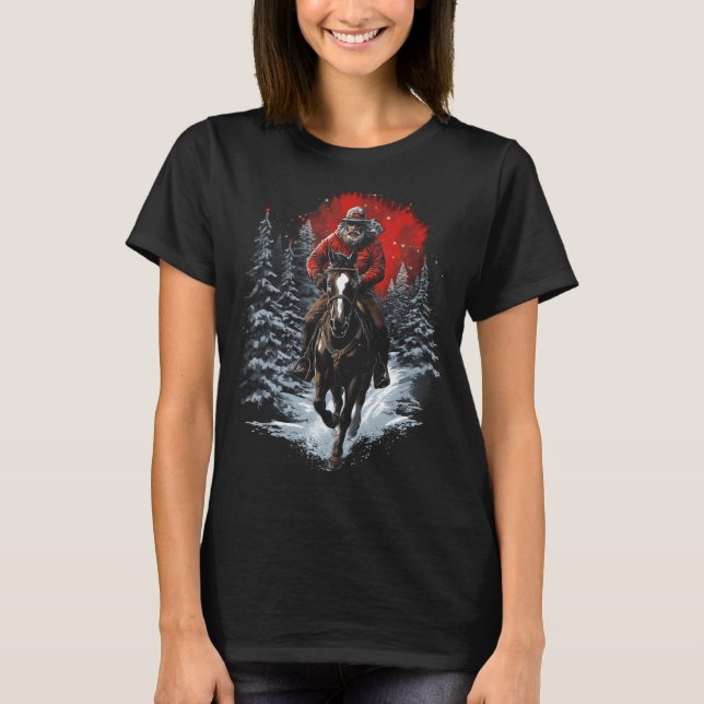 T-shirts graphiques de Noël pour hommes à cheval p (Devant)