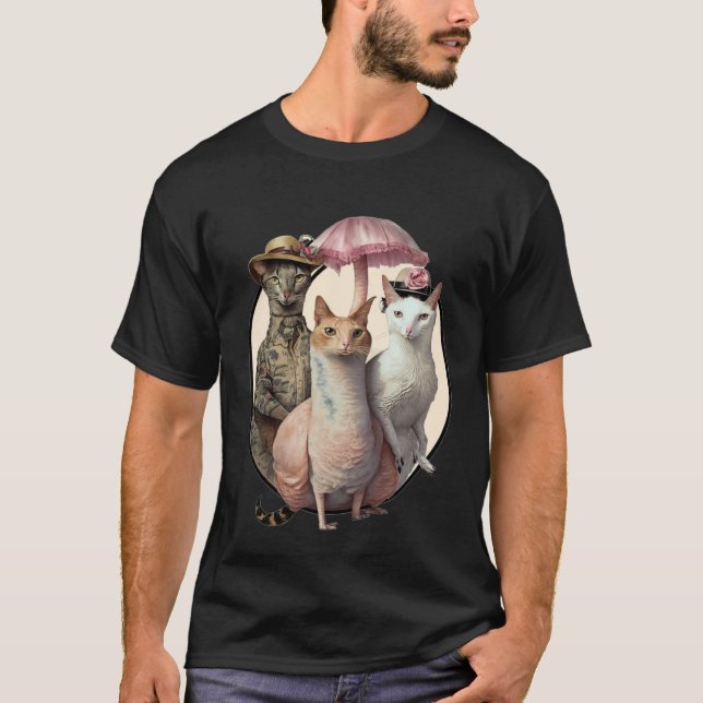 T-shirts graphiques drôles de chat flamant rose po (Devant)