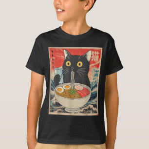 T-shirts graphiques drôles de ramen de chat japona
