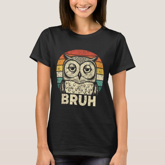 T-shirts graphiques drôles Hibou Bruh pour garçons (Devant)