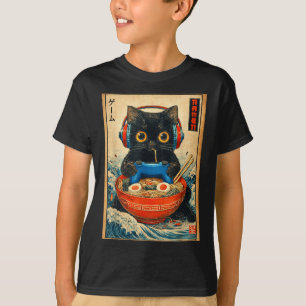 T-shirts graphiques drôles japonais Ramen chat Kaw