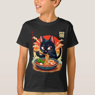 T-shirts graphiques japonais drôles de chat d'anim