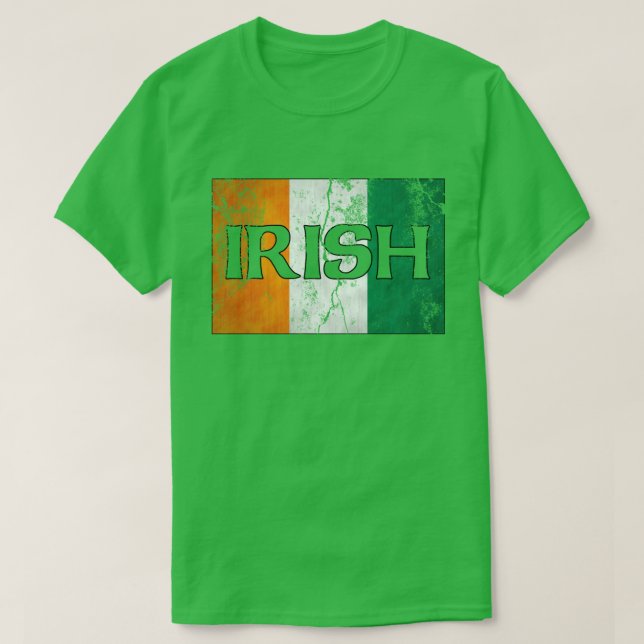 T-shirts irlandais de drapeau (affligé) (Design devant)