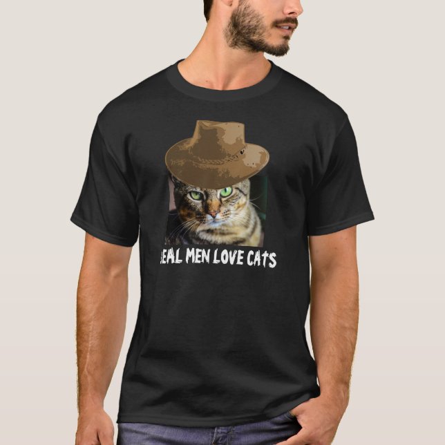 T-shirts Les vrais hommes aiment les chats (Devant)