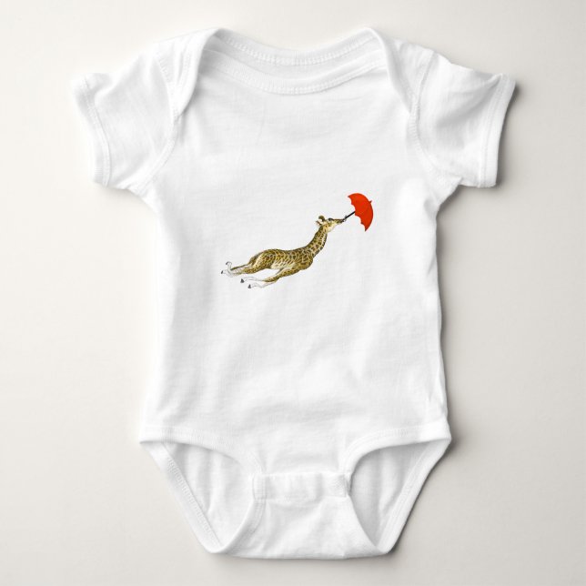 T-shirts Licorne Girafe Rouge Parapluie Fantaisist (Devant)