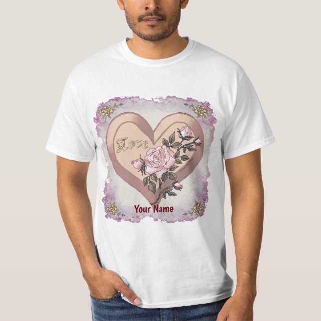 T-shirts Love Roses Peach Heart (Devant)