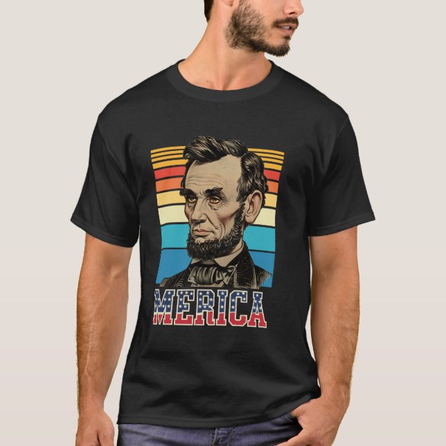 T-shirts Merica Abe Abraham Lincoln - 4 juillet (Devant)