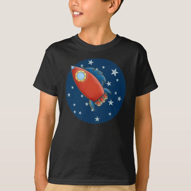 T-shirts mignon de Rocket et de garçon d'étoiles (Devant)