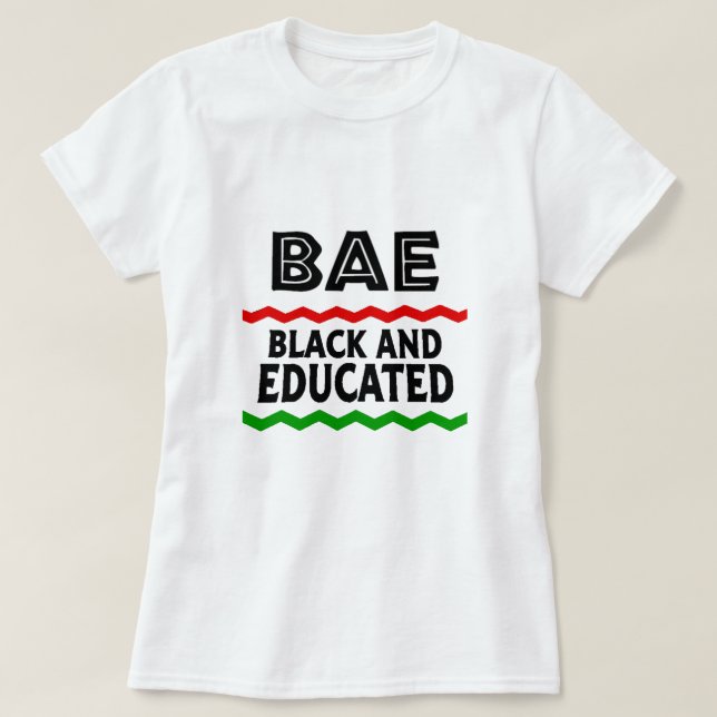 T-shirts noirs et éduqués BAE (Design devant)