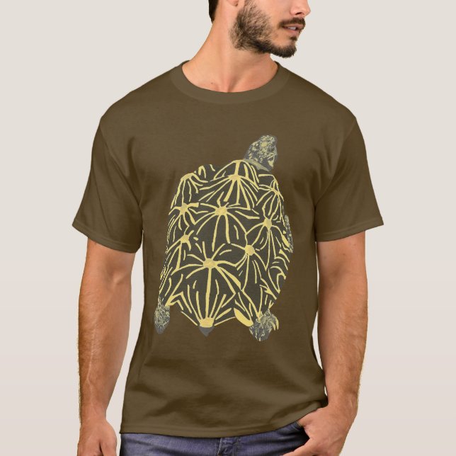 T-shirts noirs et jaunes de tortue d'étoile (Devant)