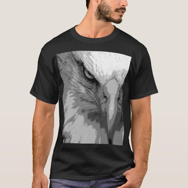 T-shirts noirs pour hommes Modèle de visage d'aigl (Devant)