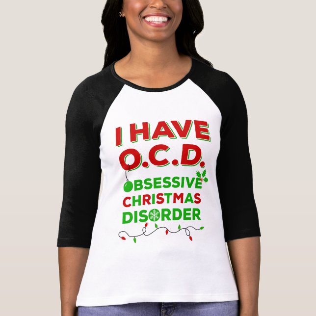 T-shirts obsédant de désordre de Noël d'OCD (Devant)