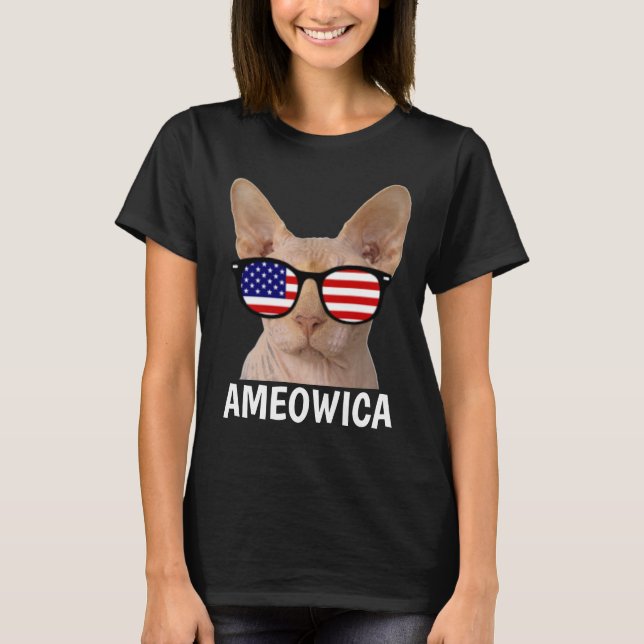 T-shirts Patriotic Cat, Sphynx, T-shirt AMEOWICA (Devant)