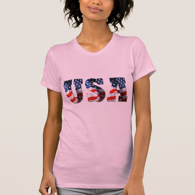 T-shirts patriotique de DRAPEAU de 3D Etats-Unis (Devant)