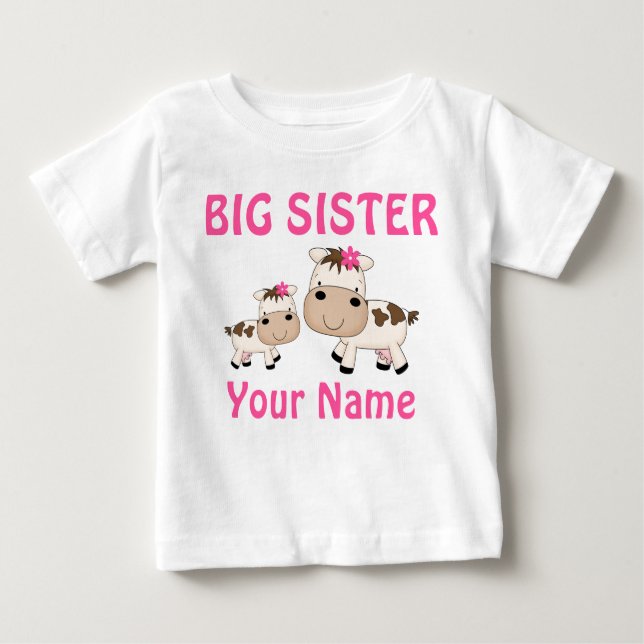 T-shirts personnalisés Big Sister Cow (Devant)