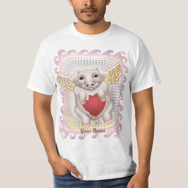 T-shirts personnalisés Flying Pig Love (Devant)