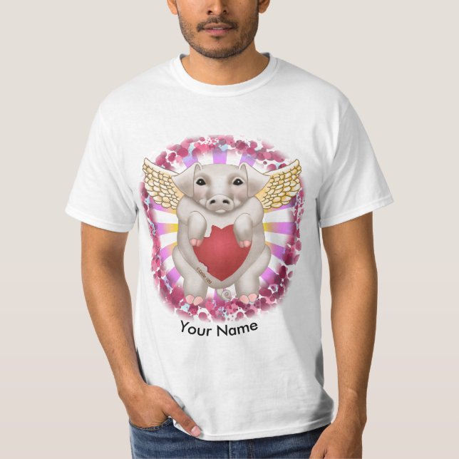 T-shirts personnalisés Flying Pig Love (Devant)