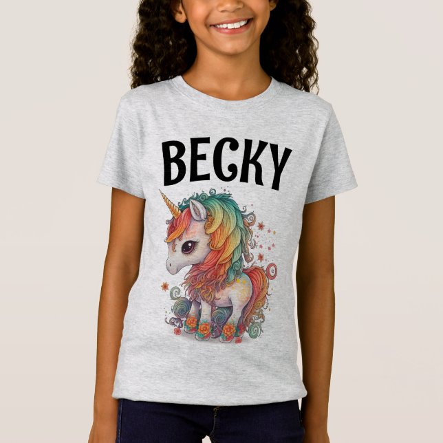 T-SHIRTS PERSONNALISÉS LICORNE AJOUTER NOM FILLE (Devant)