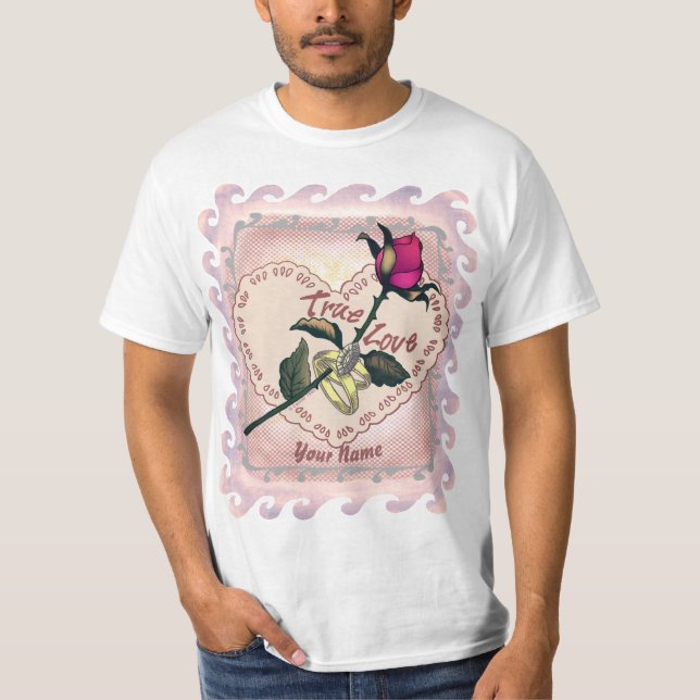 T-shirts personnalisés True Love Rose Heart (Devant)