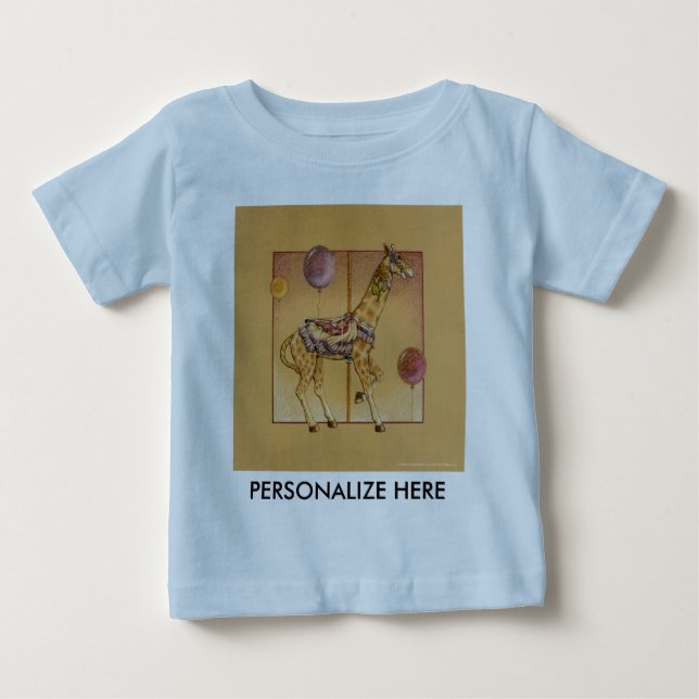 T-shirts pour bébés - Girafe de carrousel (Devant)